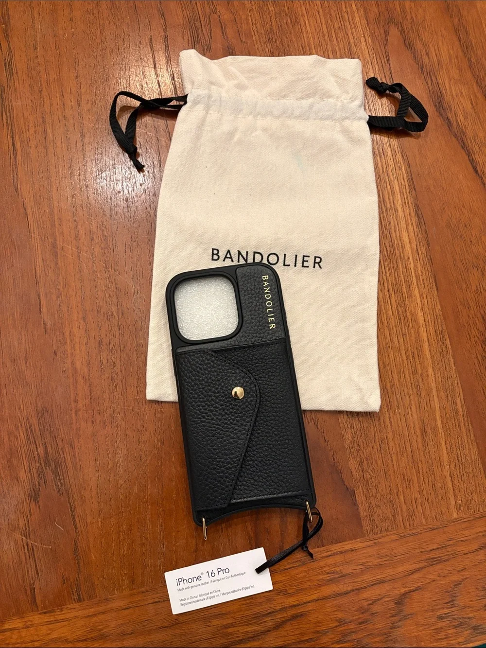 16 PRO BRAND NEW Bandolier Black Leather Card Pocket iPhone Case w/ Gold Accent